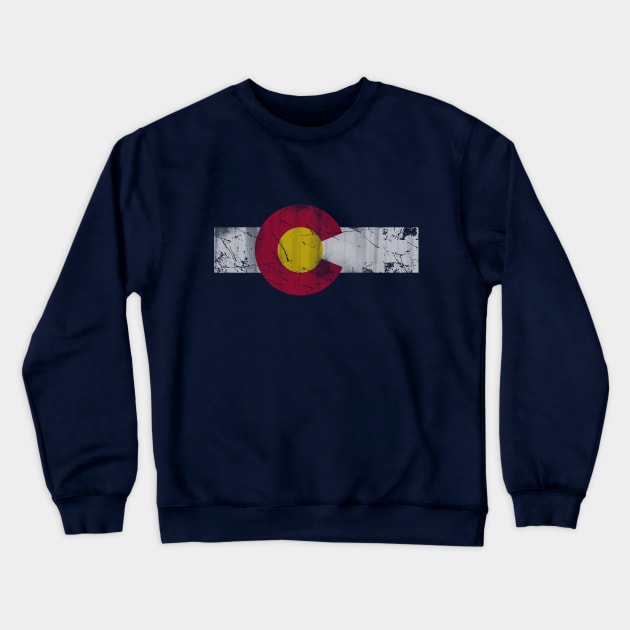 Vintage Colorful Colorado Flag Crewneck Sweatshirt by E